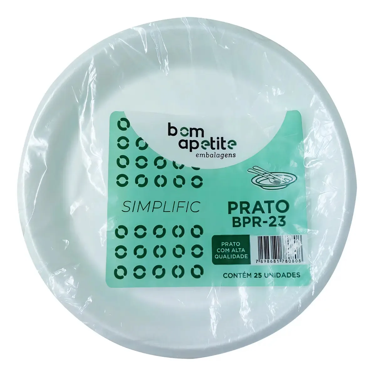 Pratos Descartáveis Isopor Redondos 23cm Branco Bom Apetite 25un