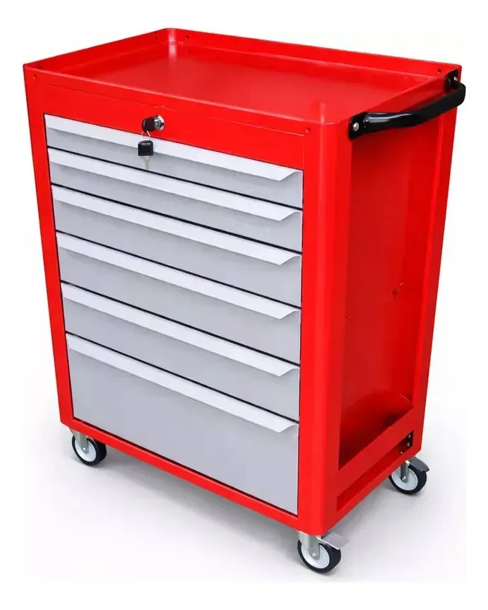 Carrinho De Mecânico Oficina 6 Gavetas Com Chave C08 Fercar Cor Vermelho