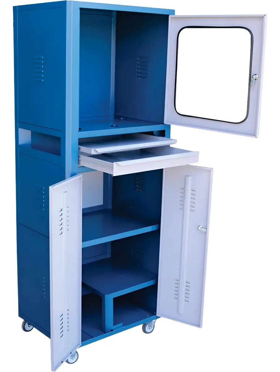 Armário Rack Para Ferramentas Com Visor Em Vidro - Fercar Azul