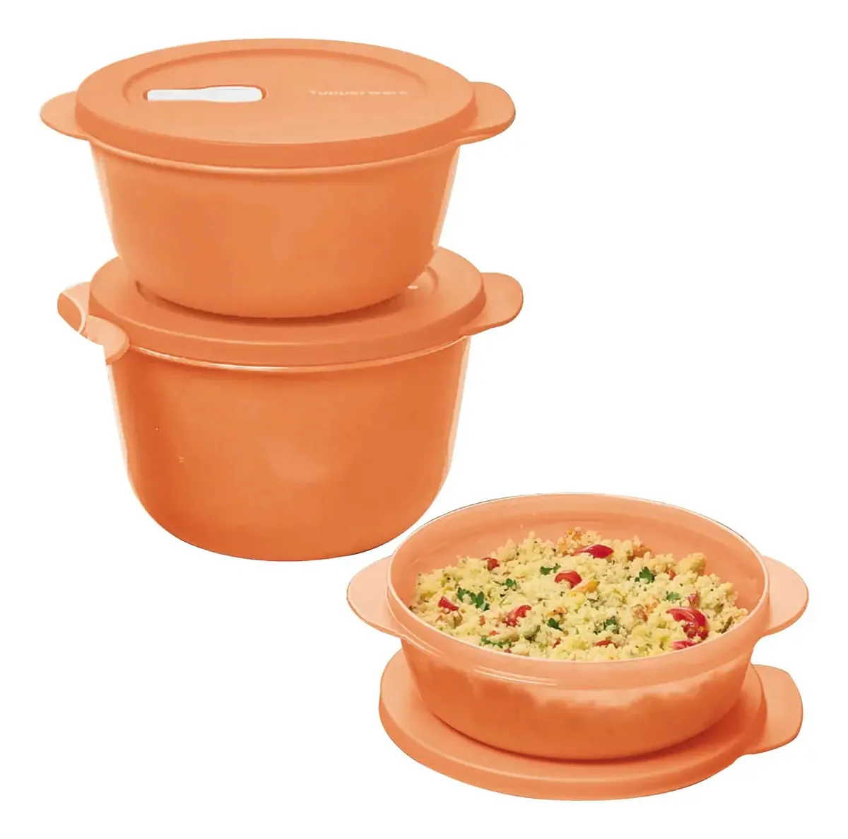 Kit Tigelas Cristalwave Microondas 3 Tupperware Cor Laranja