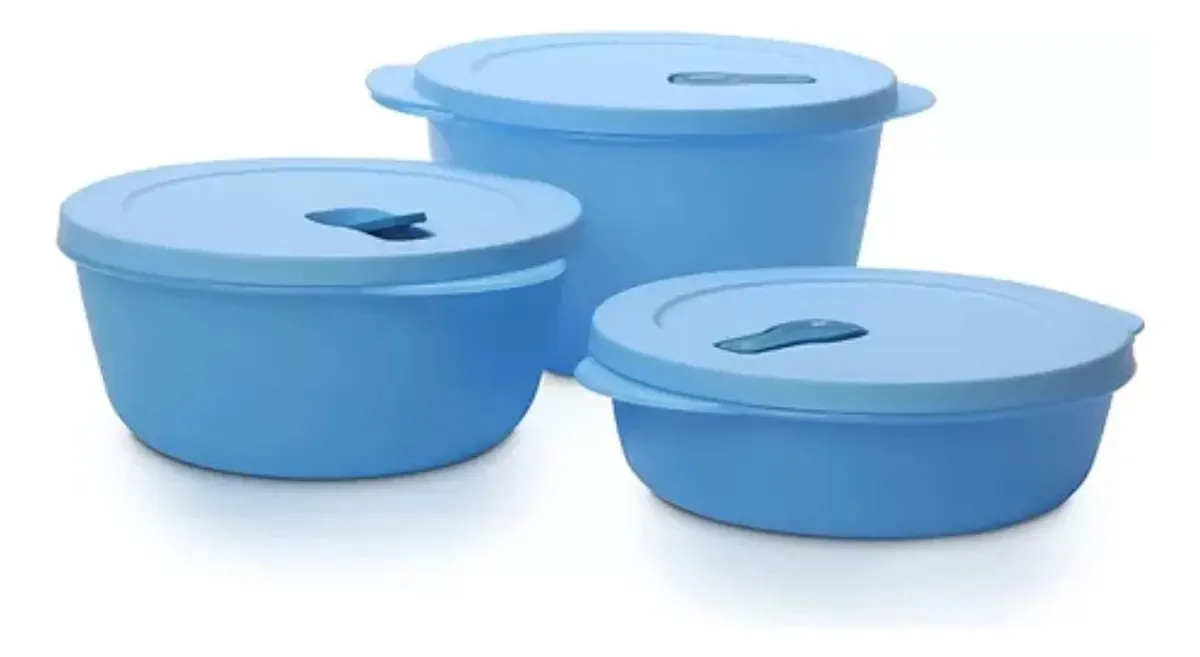 Kit Tigelas Cristalwave Microondas 3 Tupperware Cor Azul