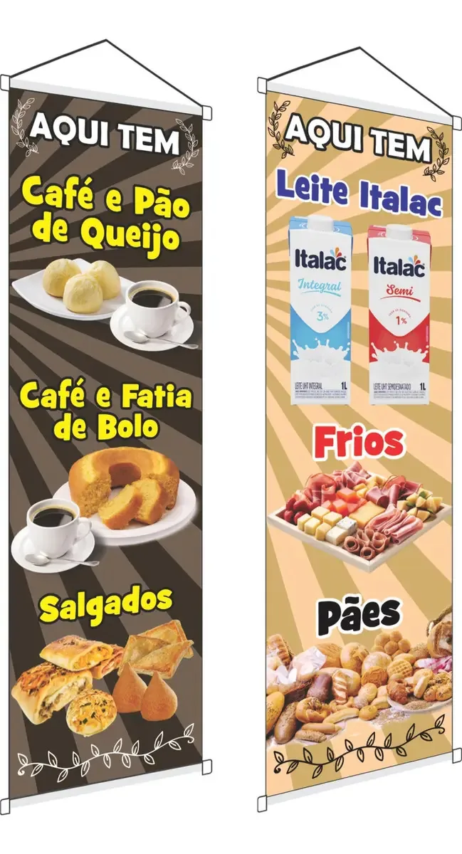 Kit Banners Café Pão Frios E Leite Padaria Comércio