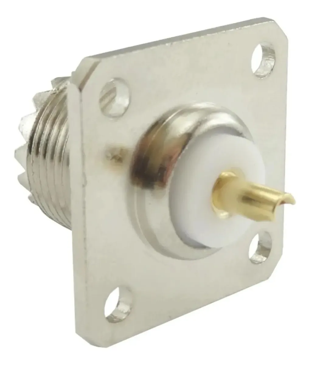 10 Conectores Uhf Fêmea Base Quadrada Fixação Painel