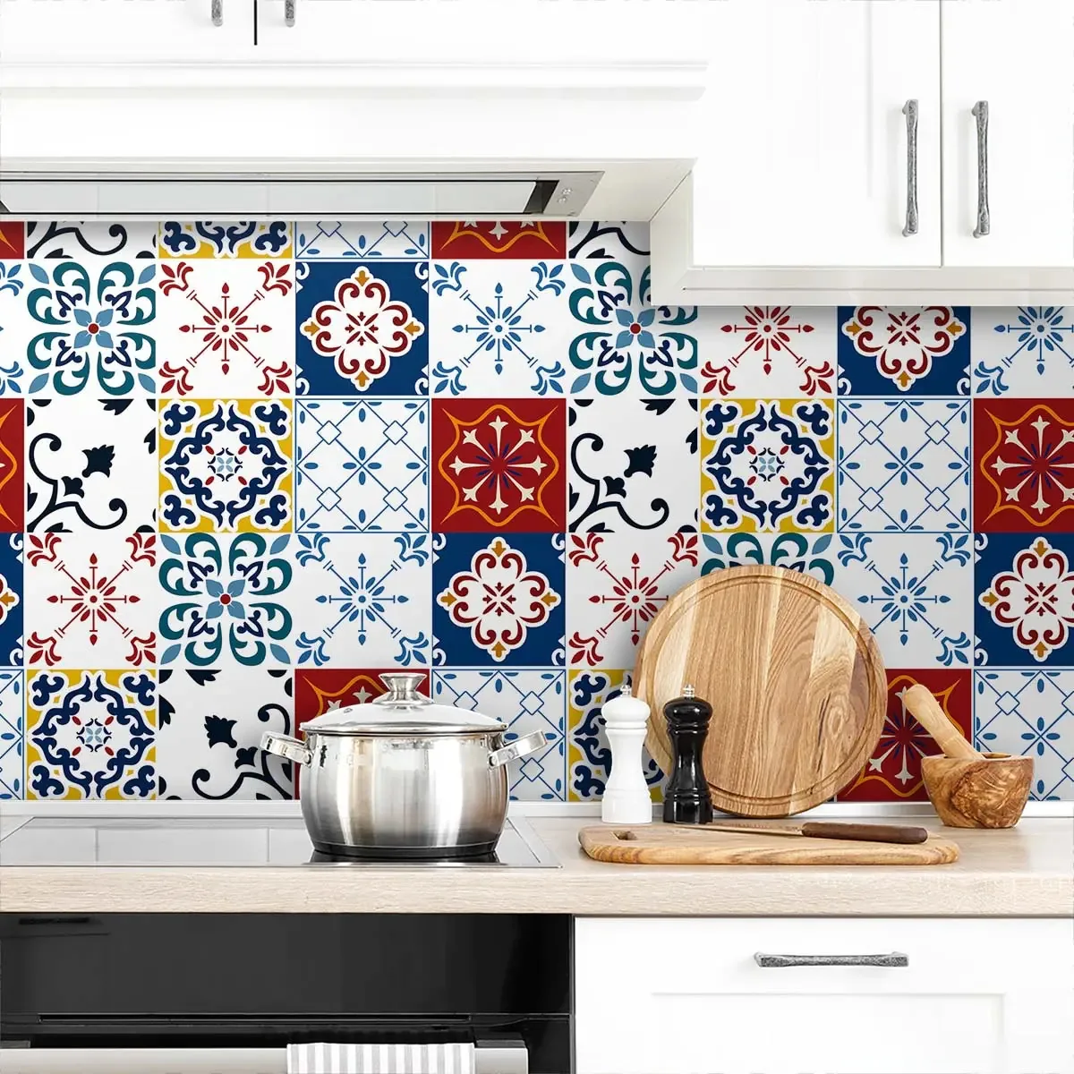 Adesivo Decorativo 5 Mts Papel Parede Azulejo Português Retrô Colorido Cozinha Banheiro Lavável