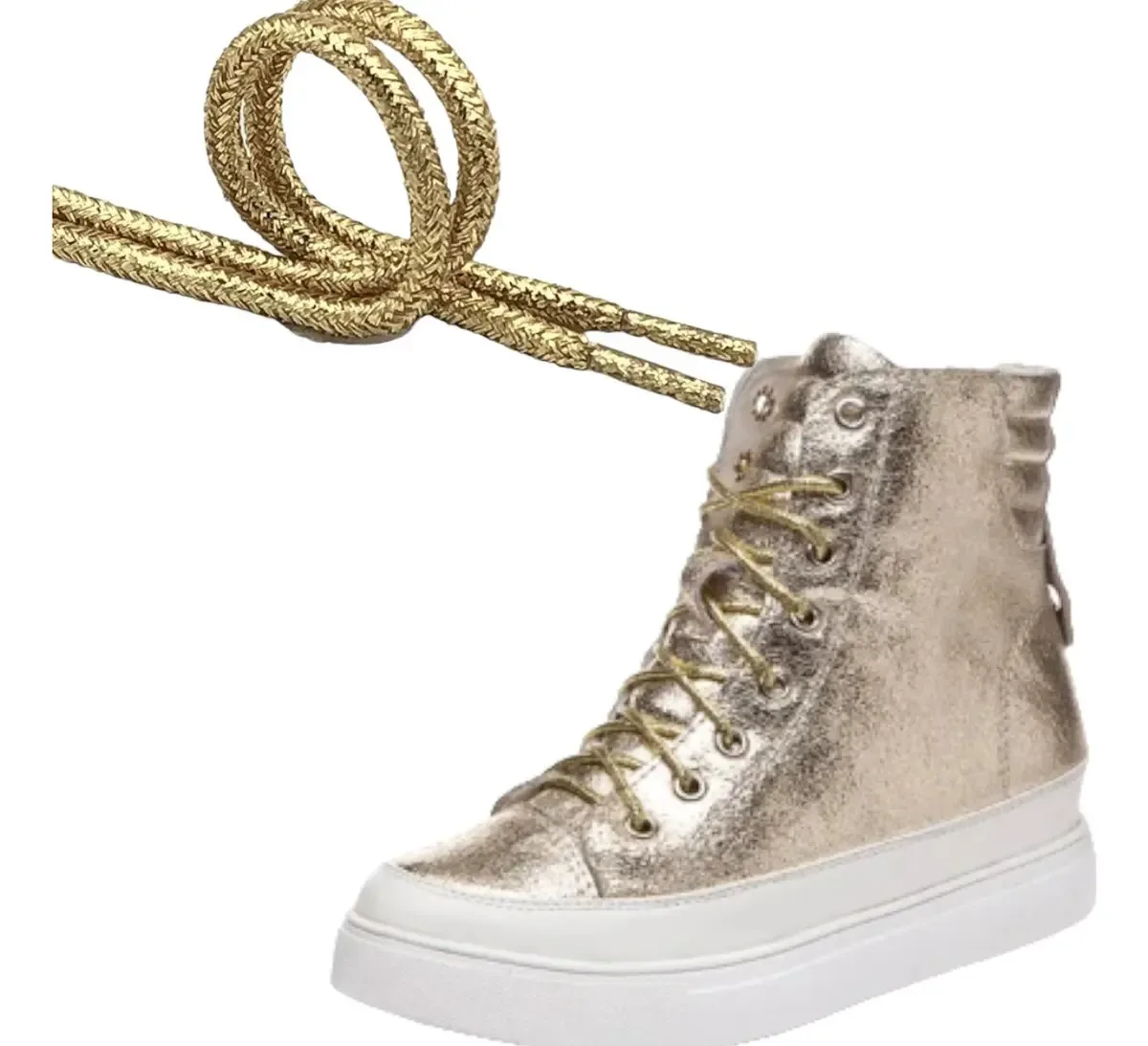 Cadarços Redondos Com Glitter - 1 Par 120 Cm Cor Dourado
