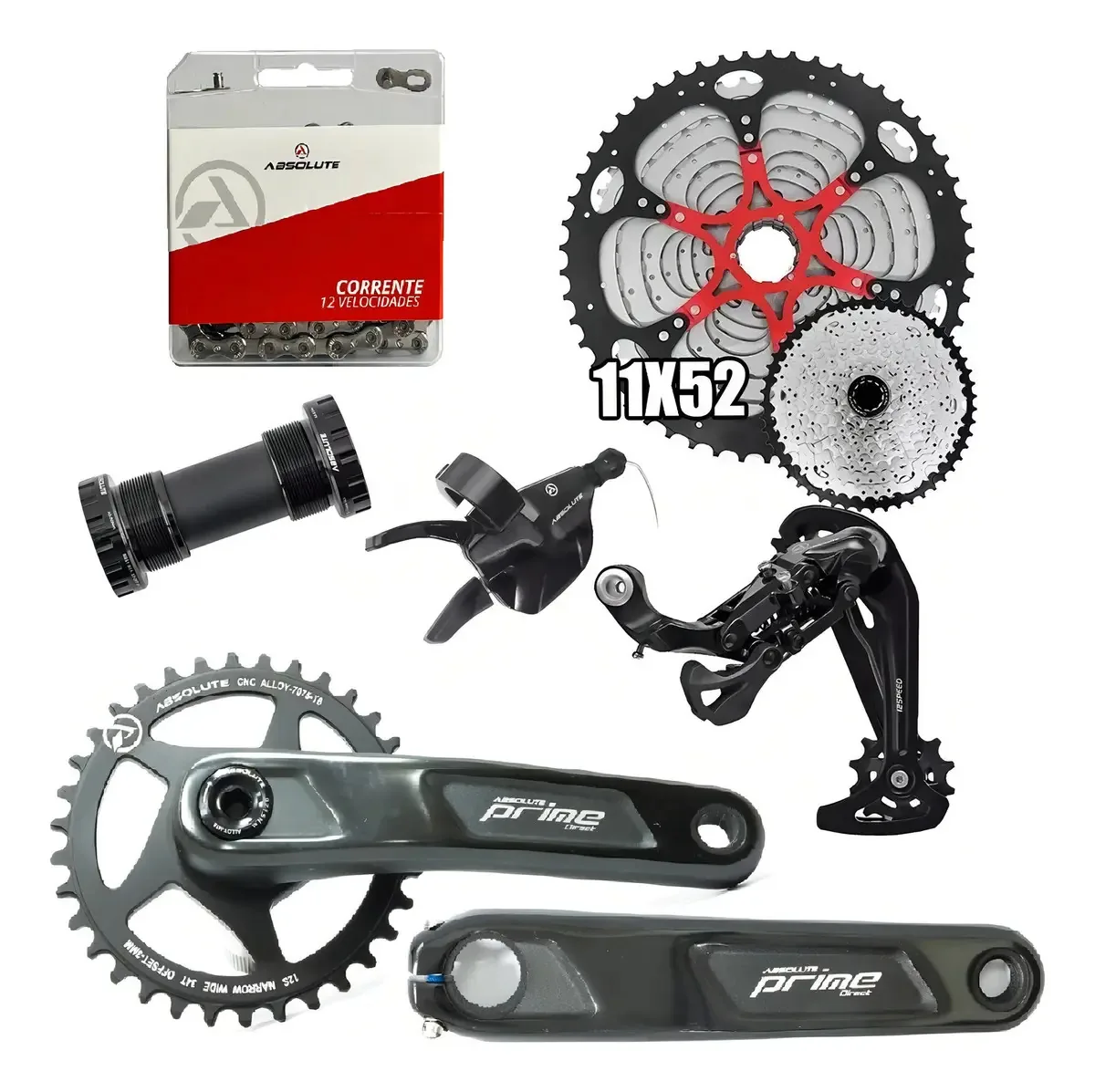 Kit Grupo Absolute 12v Completo Mtb 1x12v 11/52d