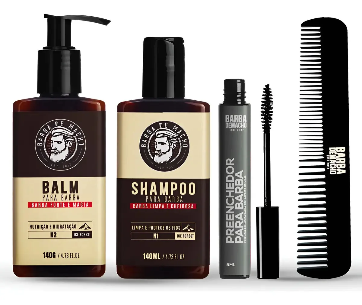 Kit Balm E Xampu + Preenchedor Falhas + Pente Barba De Macho