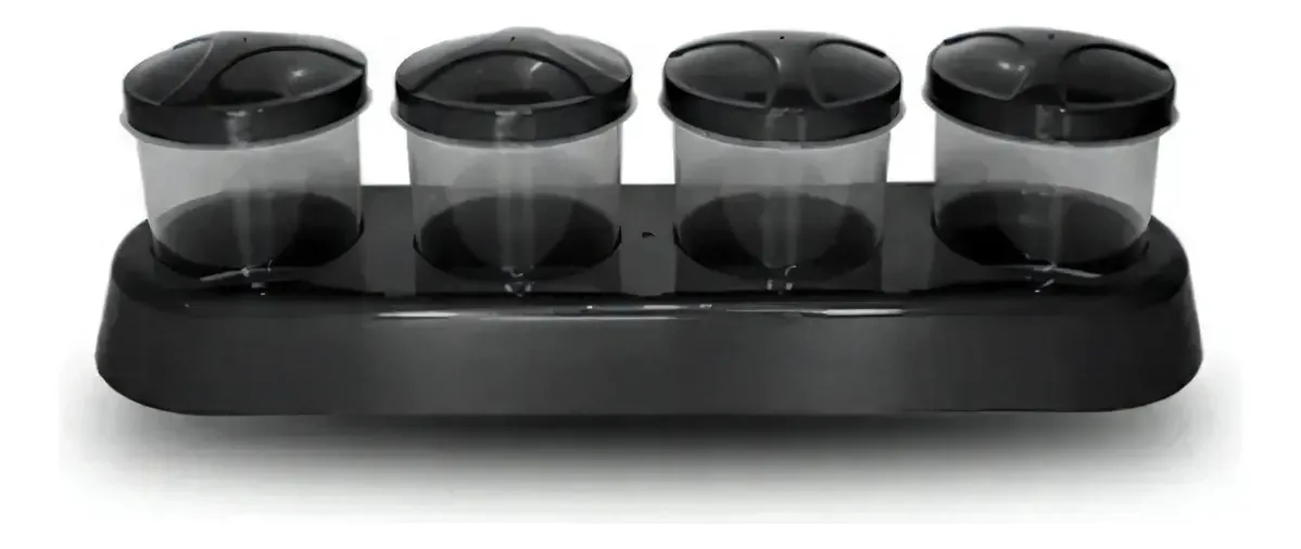 Conjunto Porta Temperos Com 4 Peças 100ml Preto