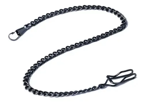 Corrente Aço Clip Para Relógio De Bolso Prendedor Lapela Preto