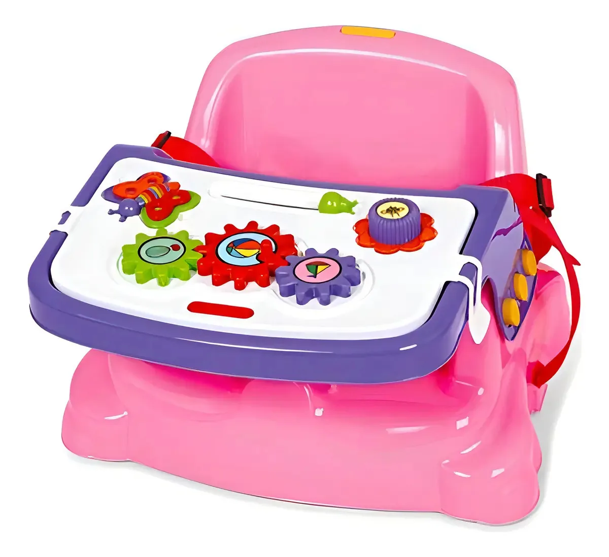 Cadeira Bebe Alimentação Didática 2 Em 1 Portátil Poliplac Cor Rosa