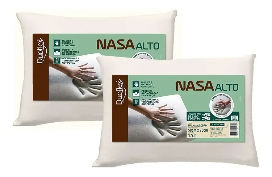 Kit Com 2 Travesseiros Nasaalto Viscoelastico - Duoflex Cor Padrão