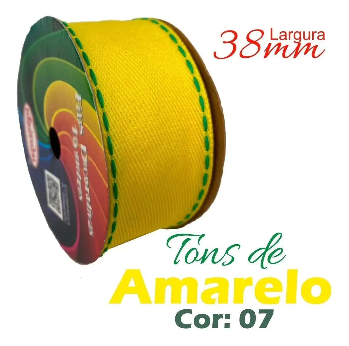 Fita Jeans Tons De Amarelo Pespontada P/ Laços E Tiaras Cor Amarelo 07