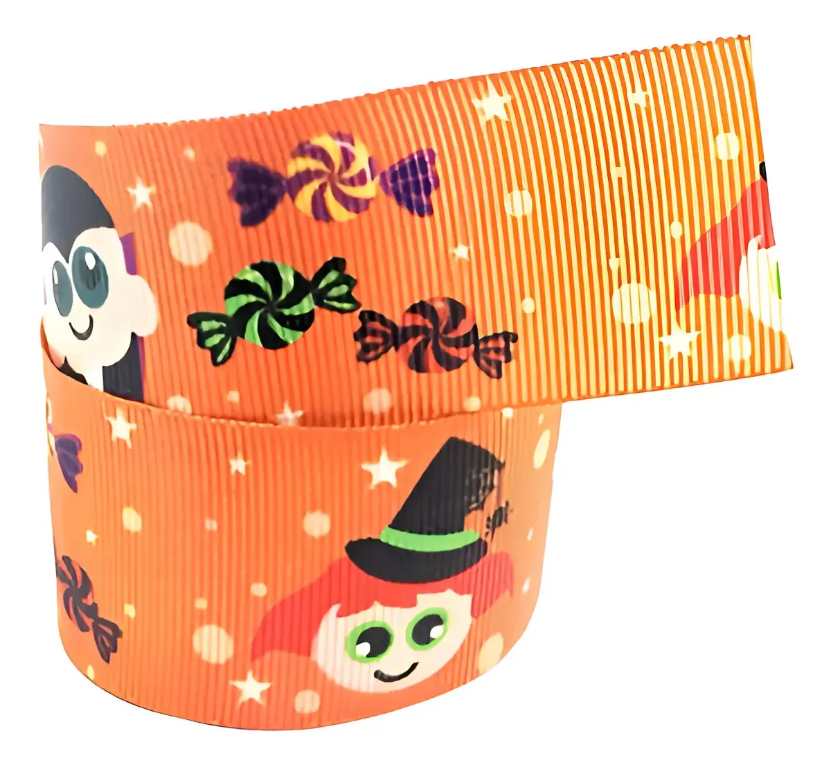 Fita Gorgurão Sublimada - Halloween Laranja C229