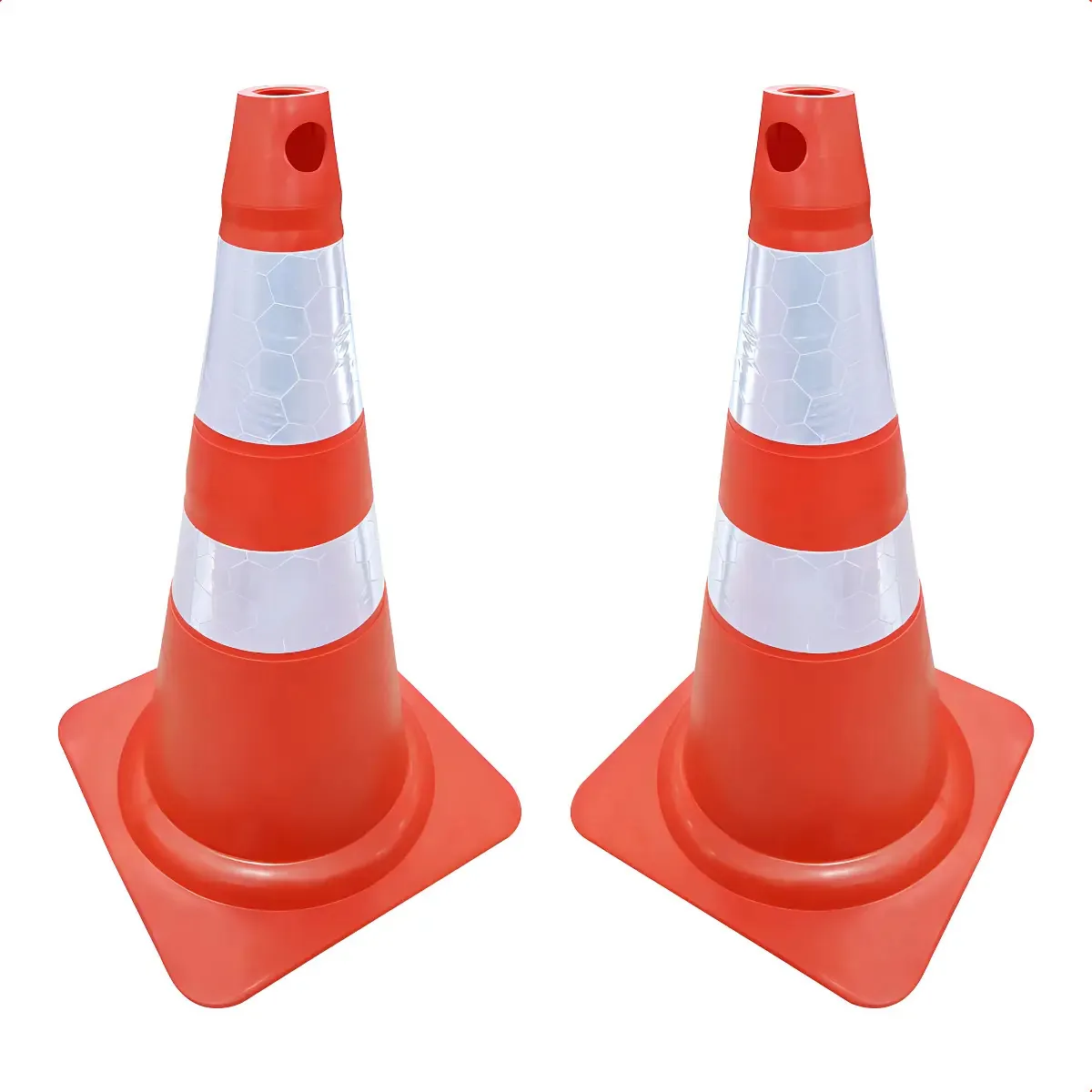 Kit 2 Cones Flexíveis de Sinalização 75cm com Faixas Refletivas Laranja