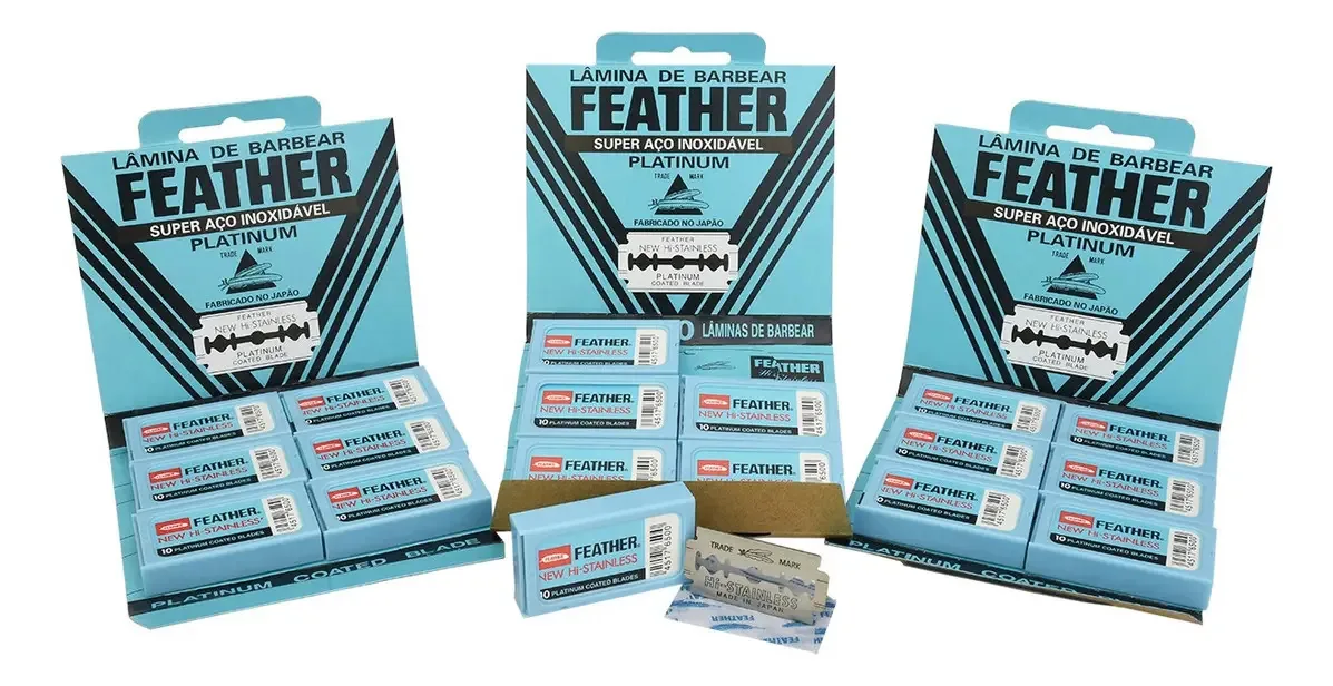 Lâmina Barbear Feather Platinum Coated Blade 180un