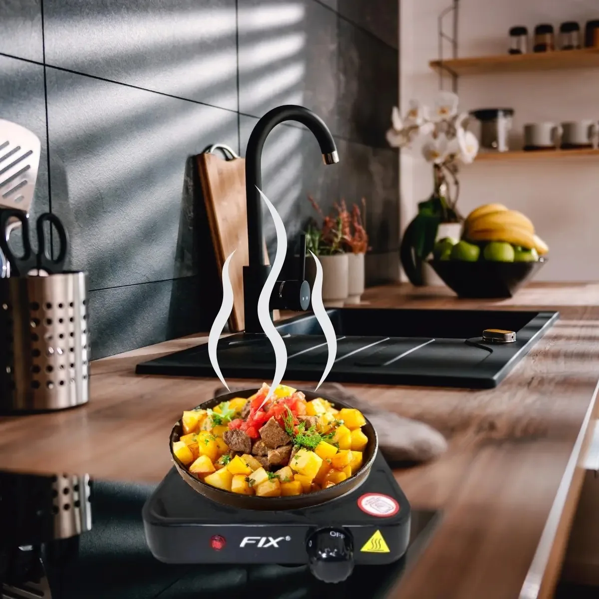 Fogão Cooktop Elétrico Portátil Fogareiro 1000w Cor Preto