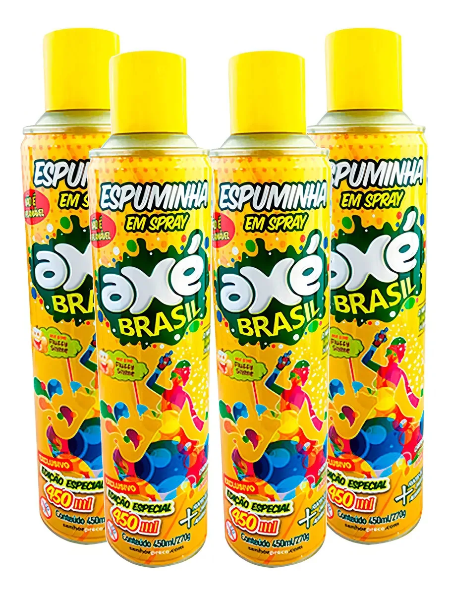 Espuma de Carnaval Kit 4 Unidades 450mL Marca DollarBrasil