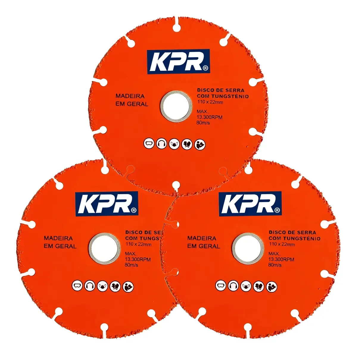 Kit 3 Discos Tungstênio Corte Madeira 110mm Cor Laranja
