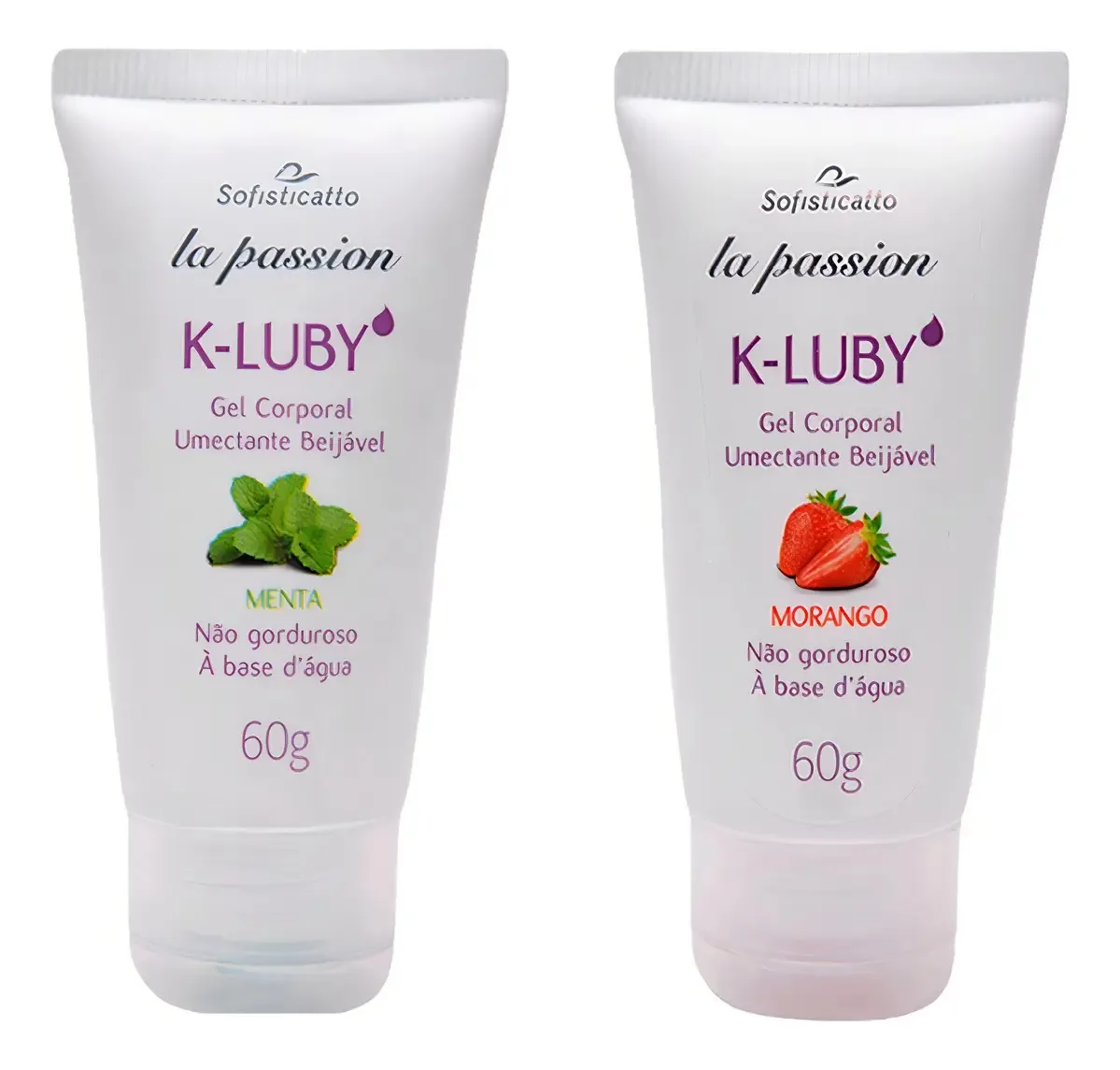 Kit 2 Lubrificantes K-luby Beijável Menta E Morango 60g