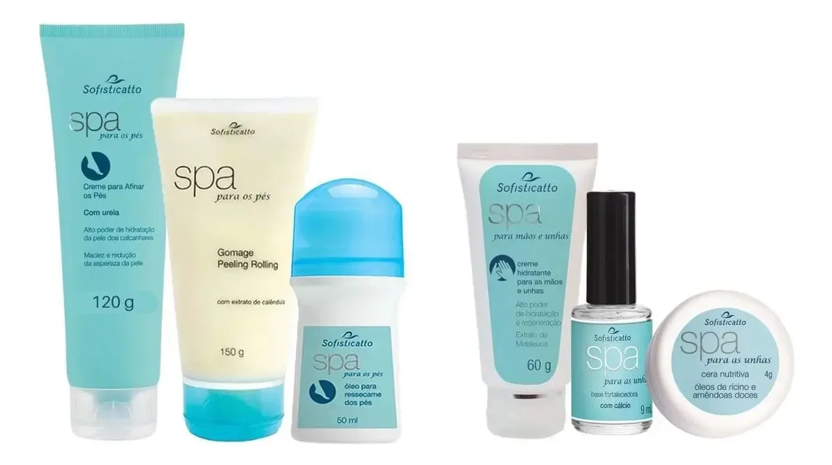 Kit Spa 6 Itens Cuidado Para Pés E Mãos Hidratação Intensa
