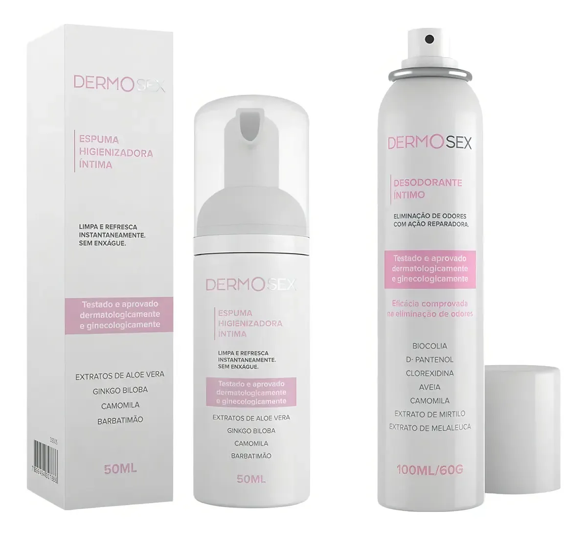 Kit Espuma Intima E Desodorante Jato Seco Elimina Odores