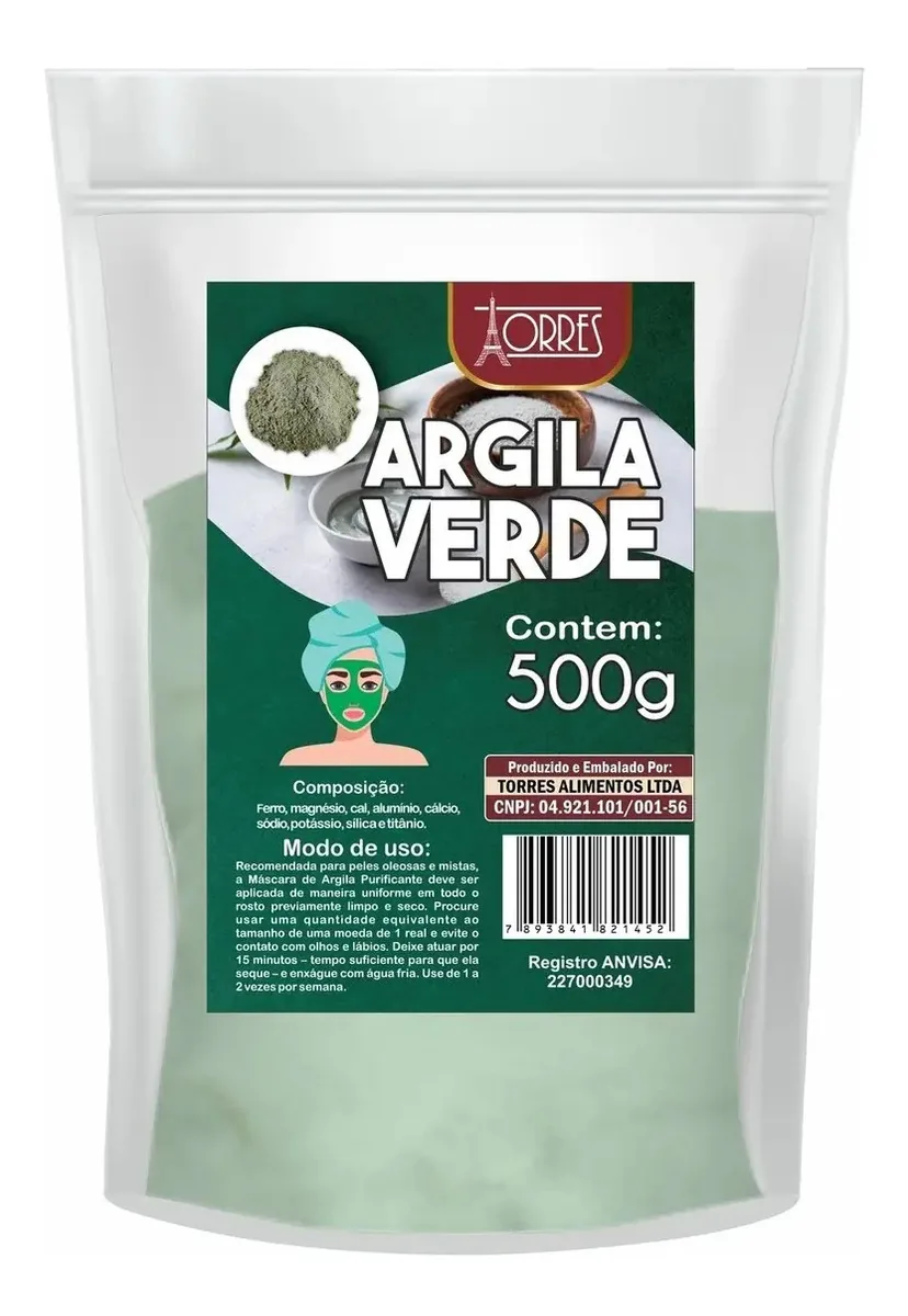 Argila Verde (skin Care) Torres 500g Mascara Para O Rosto