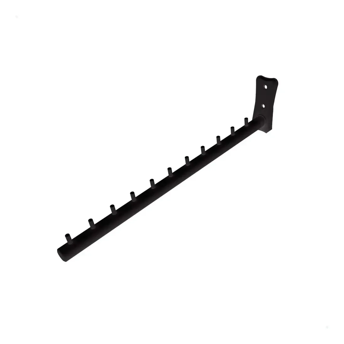 Kit 10 Cabideiros RT Frontais Inclinados de 40 cm para Parede e Loja Cor Preta