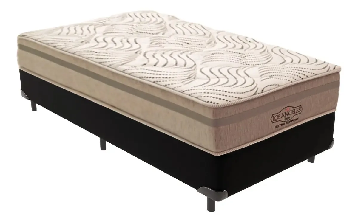 Cama Box Solteiro Preto E Colchão Los Angeles Molas Vstore