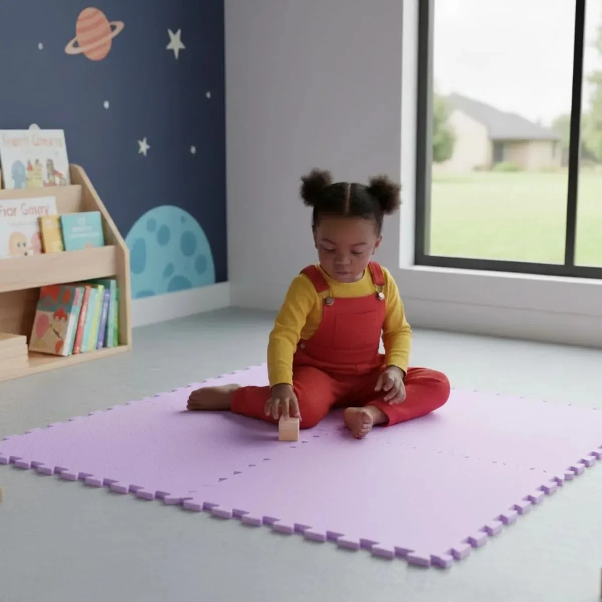 Kit 4 Unidades Tapete Eva Infantil 50x50cm 10mm | Lilás | Linha Econômica Pequenos Defeitos | Antiderrapante Encaixe Fácil Ideal Para Academia Casa Espaço Infantil Proteção Piso