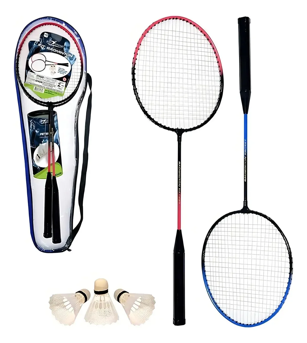 Kit Raquetes Badminton Polisport Leves Com Petecas E Bolsa