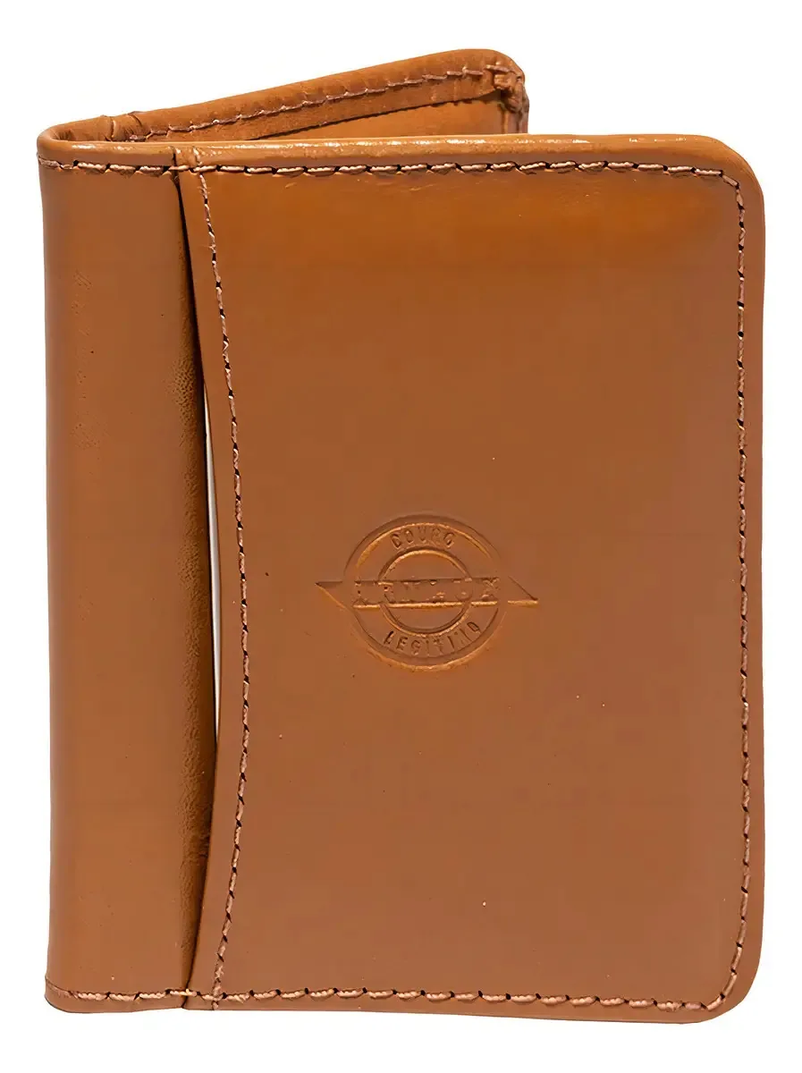 Carteira De Couro Legítimo Com Porta Moedas E Cnh Moedas Cor Caramelo Desenho Do Tecido Lisa