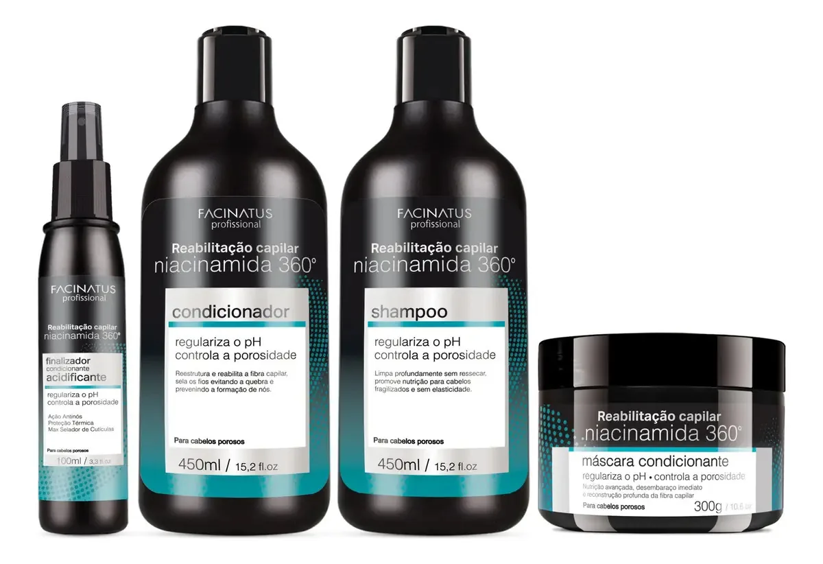 Kit Capilar Niacinamida 360º Reabilitação Cabelos Facinatus