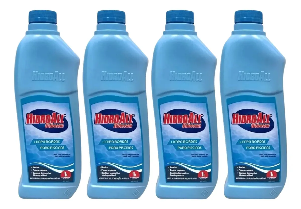 4 Limpa Bordas De Piscina Hidrosan 1 Litro Hidroall