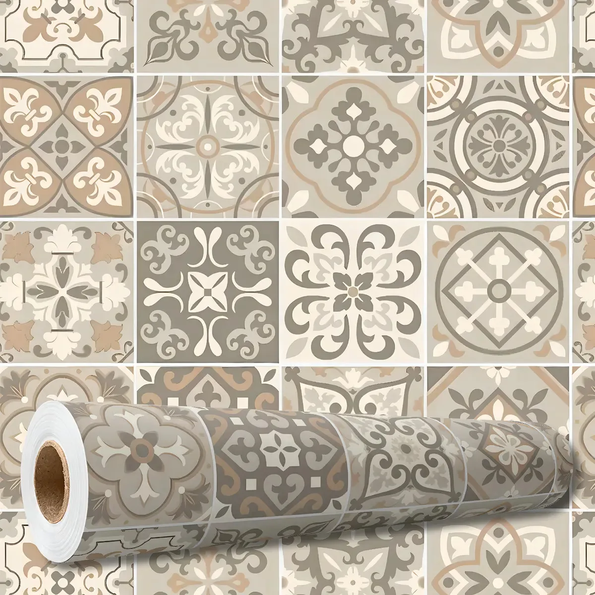 Adesivo Decorativo 3 Metros Papel Parede Azulejo Português Retrô Hidráulico Marrom Cozinha Banheiro