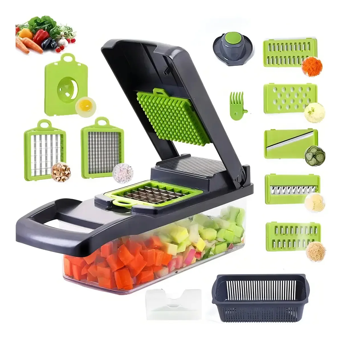 Fatiador Cortador Ralador De Legumes Verdura Queijo Picador Triturador Ralador Multiuso de frutas e vegetais Manual 16 Peças