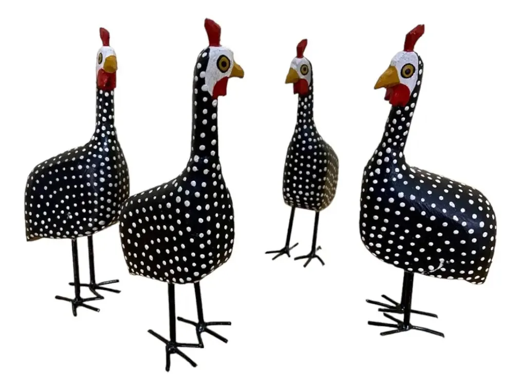 Kit 4 Galinhas Dangola Para Decoração Em Madeira Artesanato Cor Preto