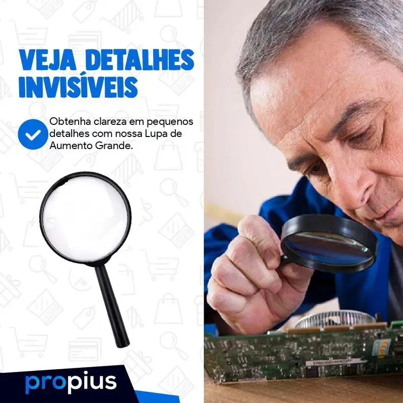 Lupa Aumento Grande Leitura Profissional Imagem Ampliada