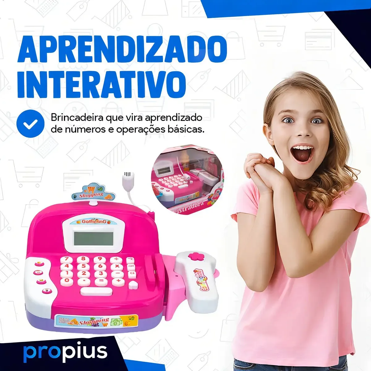 Mini Caixa Registradora Infantil Mercadinho Brinquedo Menina