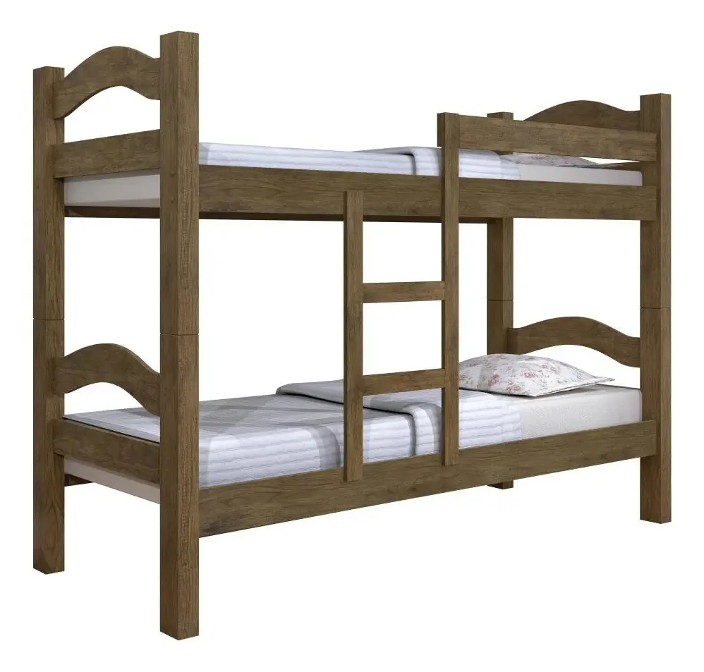 Beliche Duas Camas Resistente Mdf Quarto Solteiro Compacto Cor Jequitibá Pintura UV