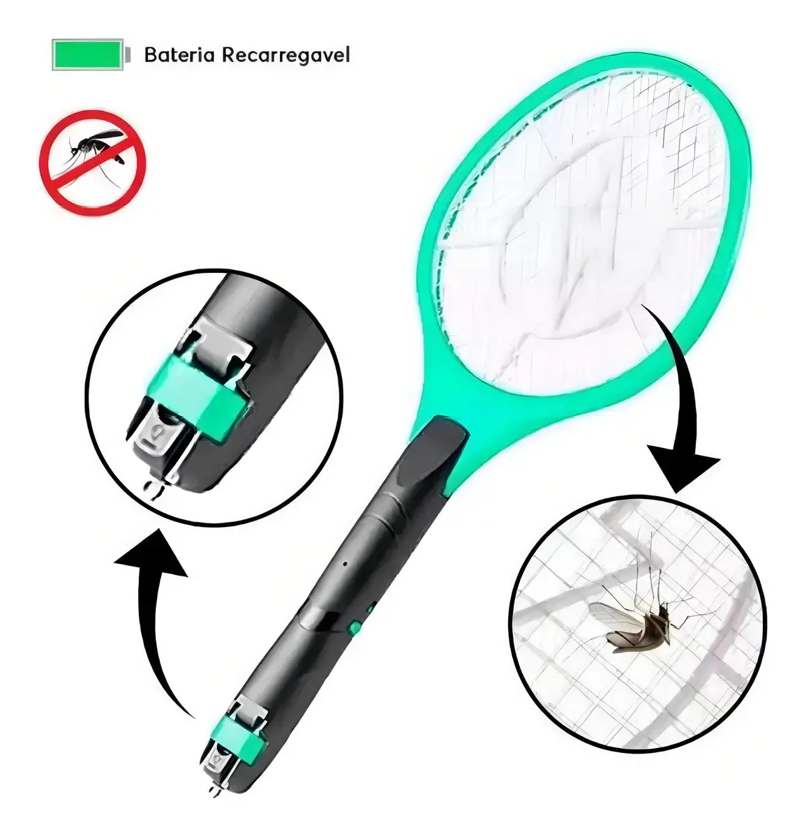 Raquete Elétrica Mata Insetos Choque 110/220 V Tensão Abelha