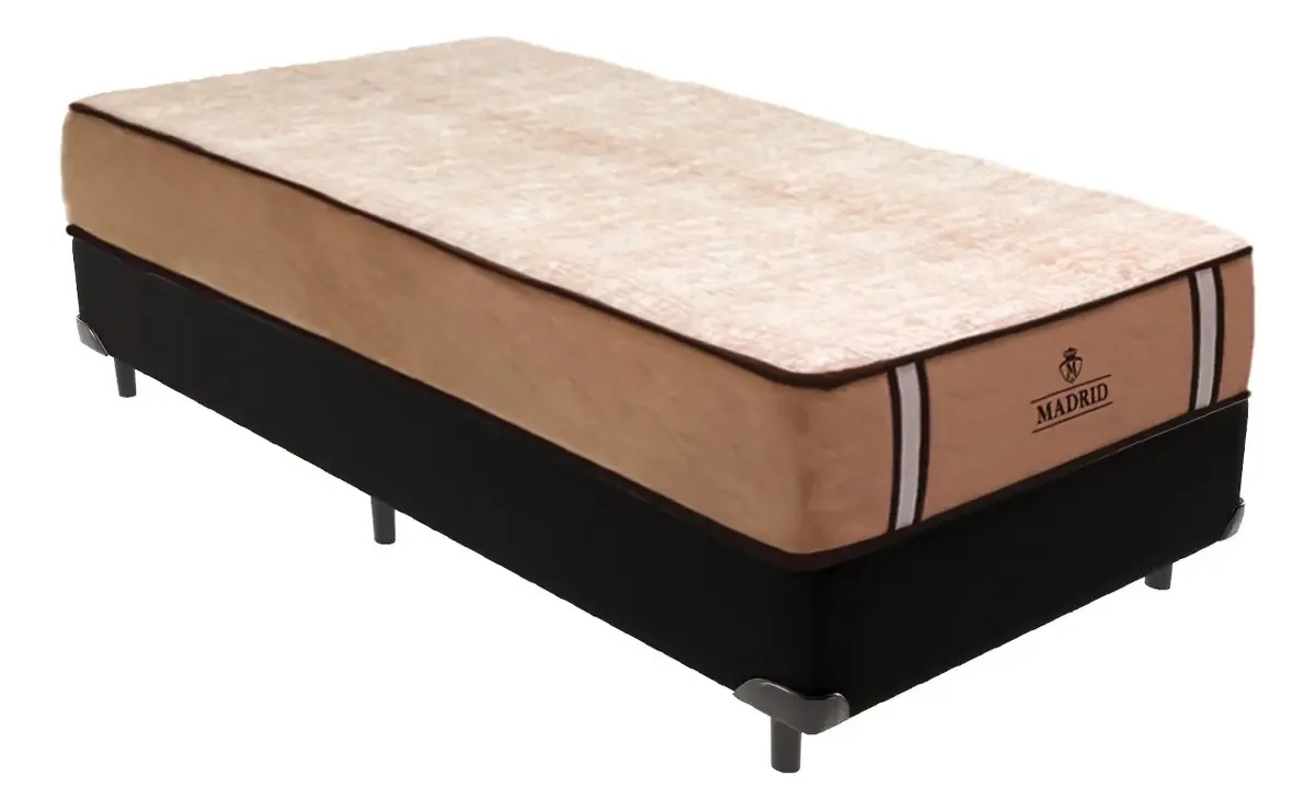 Cama Box Solteiro Preto Colchão Madrid Vstore 88x188x28
