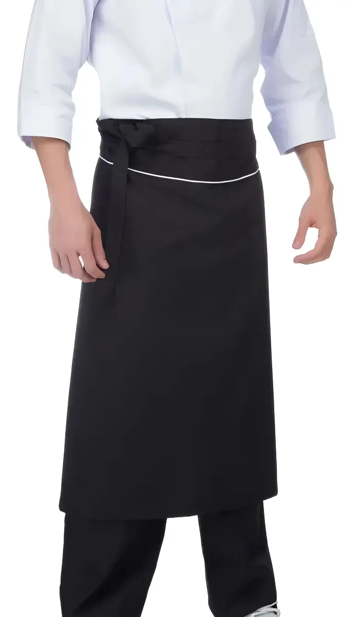 Avental De Cintura Gastronomia Chef Cozinha Saiao Padaria Cor Preto C/ Branco