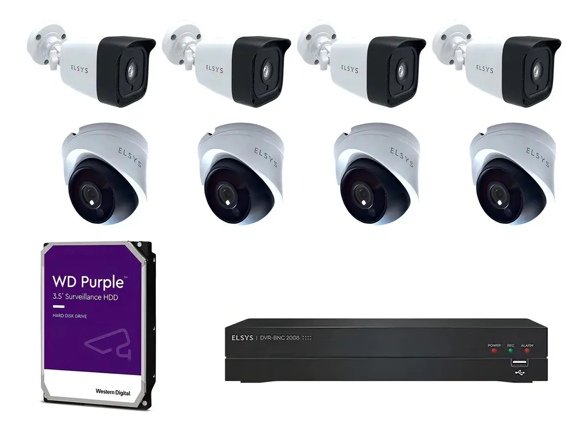 Kit Segurança Elsys 8 Cameras 1080p + Gravador + Hd 1tb