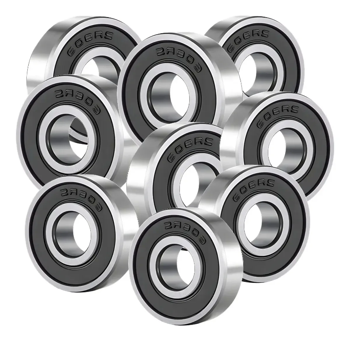 Rolamento GBR 608 2RS Aço 8mm Kit 10 Unidades para Patins e Skate