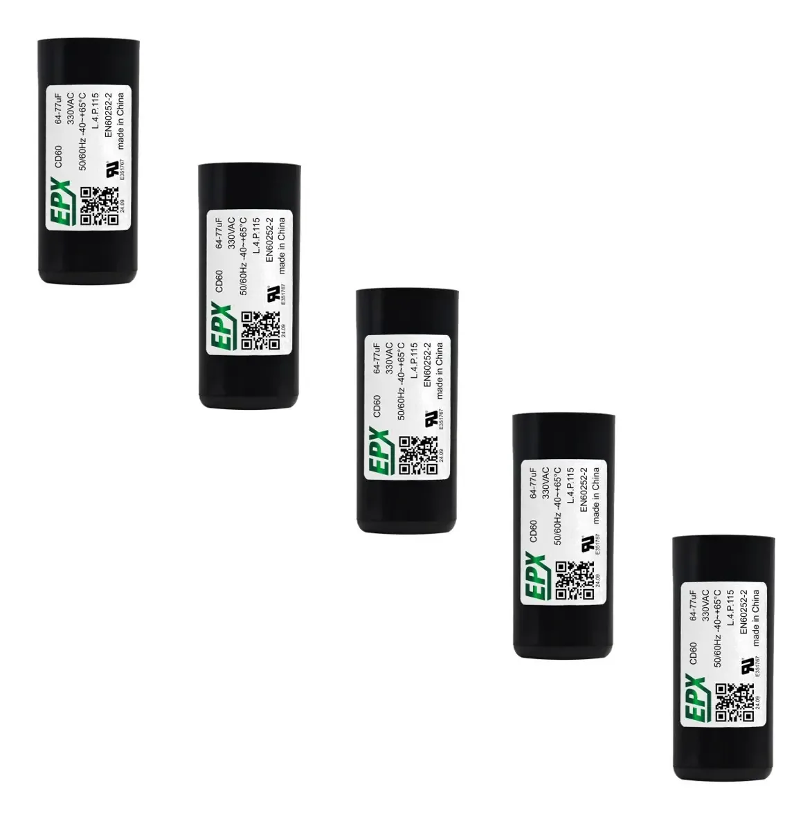 Kit 5 Capacitores De Partida Eletrolitico 64-77uf 330v