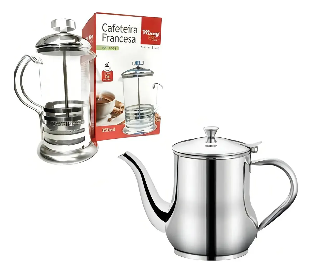 Cafeteira Prensa Francesa + Bule Inox 420ml - Café/chá