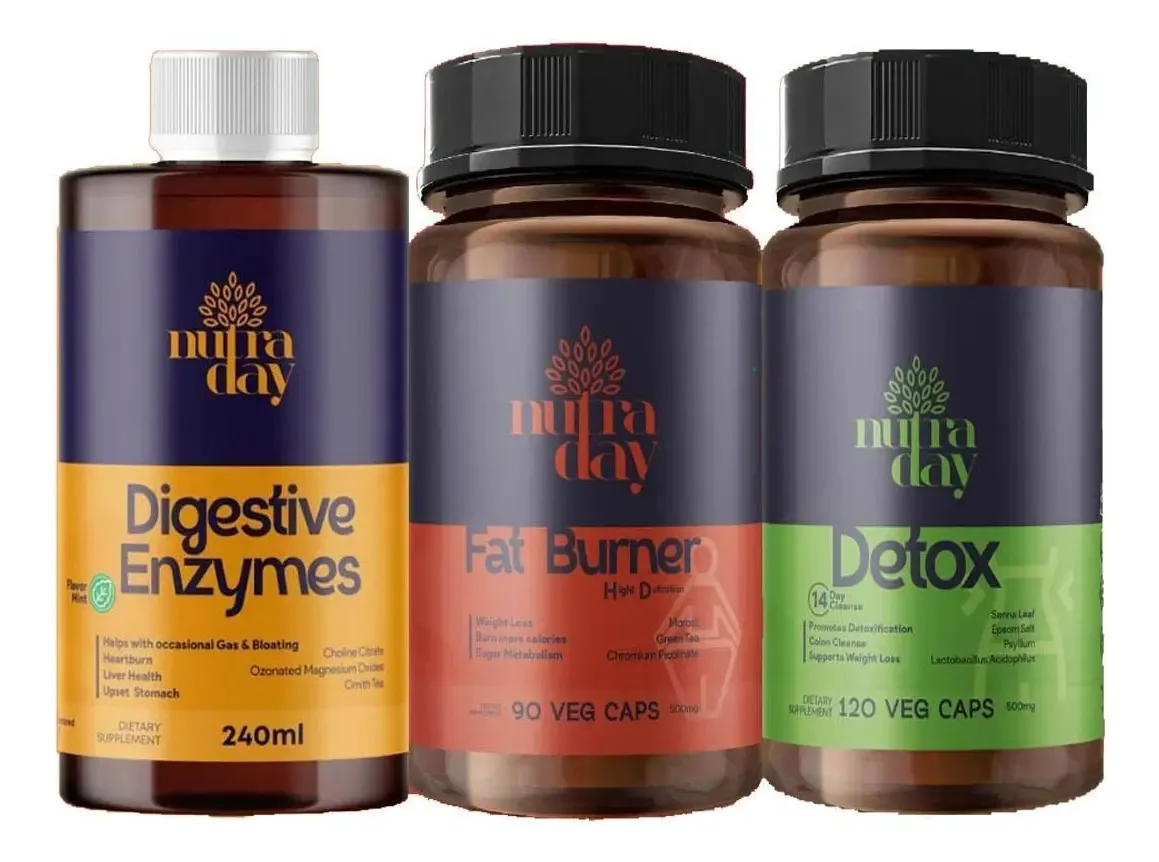 Kit Seca Pança Suplementos Nutraday Detox + Fat Burner +