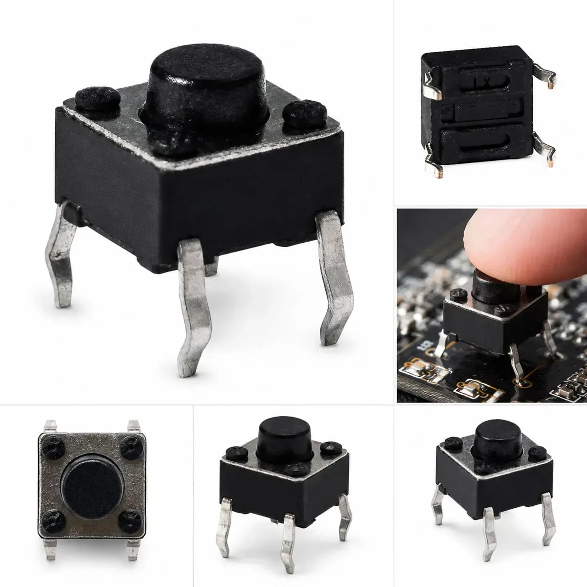Chave Tactil 6x6x5mm 4 Terminais Modelo 6X6X5MM Para Circuitos Eletrônicos