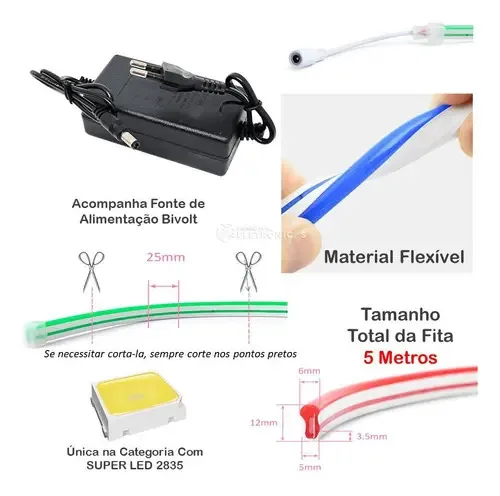 Fita Led Decorativa Resiste À Água Com Fonte Laranja