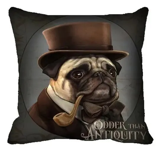 Almofada Shoppingnet Almofada Pug Old Cinza-escuro Com Design Almofada Pug Old